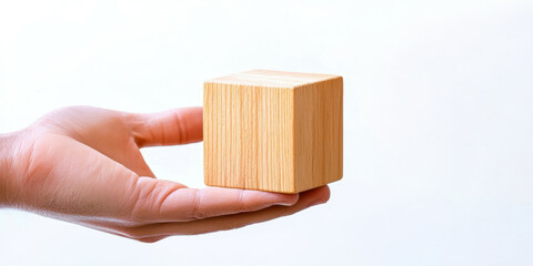 Aufkleber - A hand holding a wooden block