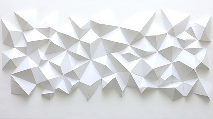 Poster - Intricate Geometric White Paper Art Displaying Dynamic Shapes and Shadows on Bright Background for Modern Interior Decoration and Artistic Designs
