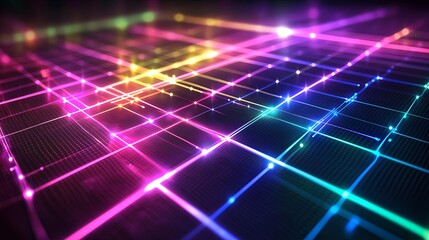 Poster - Close-up of a glowing holographic interface with digital grids.