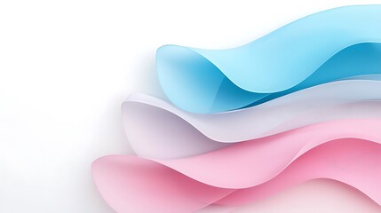 Poster - Soft and Flowing Waves of Colorful Paper Textures in Shades of Blue, Pink, and White Creating a Gentle and Serene Background for Various Design Projects