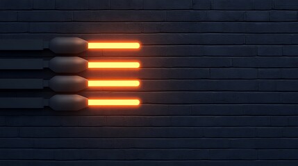 Poster - Abstract Neon Light Display Against Dark Textured Wall, Modern Minimalist Concept for Innovative Design and Creative Projects Featuring Glowing Elements