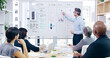 © peopleimages.com - Presentation, meeting and business people with whiteboard in office for project analysis with team. Discussion, collaboration and speaker with employees for checklist with corporate workshop training