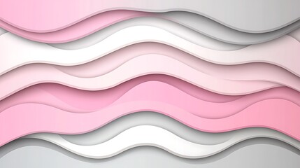 Wall Mural - Elegant Abstract Background with Wavy Layers in Soft Pink and White Tones, Perfect for Stylish Designs, Branding, and Modern Art Applications