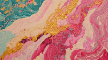 marbled abstract artwork, wallpaper, rainbow, psychedelic, rococo, whimsy, flowing, textures, marble, gold, colourful, bold, wild, pinks, purples, aqua, golden, paint, acrylic, photo of artwork, bg