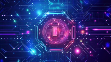 Poster - Abstract circuit board futuristic technology processing background digital computer CPU binary microchip processor futuristic computing science hardware in laptop motherboard virtual integration