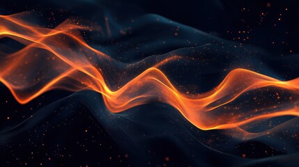 Poster - Abstract digital visualization of data trends with glowing orange lines on a dark background.