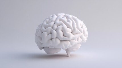 Poster - Brain concept, neural network representation, digital innovation, artificial intelligence, futuristic design on a light grey background
