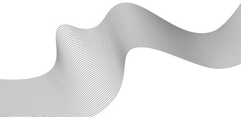 Poster - Minimalist wavy lines, grayscale gradient, smooth curves, abstract flow, dynamic motion, subtle shading