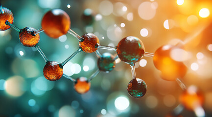 Fototapete - Understanding molecular structures through detailed close-up views of atoms and bonds in a vivid scientific representation