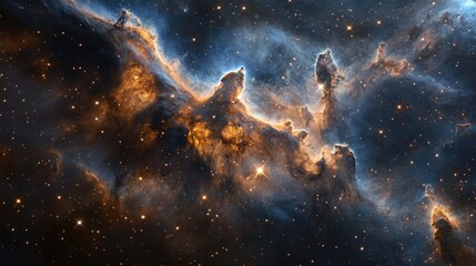Poster - A captivating cosmic scene with swirling nebulae, shining stars, and distant galaxies, creating an awe-inspiring abstract view of the universe's infinite wonders