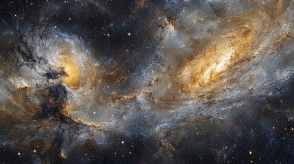 Poster - A captivating cosmic scene with swirling nebulae, shining stars, and distant galaxies, creating an awe-inspiring abstract view of the universe's infinite wonders