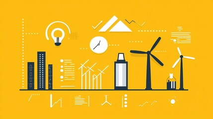 Poster - an investment portfolio analysis focused on renewable energy stocks, detailed charts showcasing grow