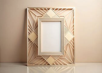 Wall Mural - Elegant Minimalist Art Deco Frame in Soft Pastel Colors, Perfect for Modern Home Decor, Featuring Geometric Patterns and Clean Lines for a Timeless Aesthetic