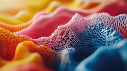 Poster - Close-up of an AI-driven 3D printer skillfully layering bright, colorful materials, illustrating the intersection of advanced technology and creative design in action