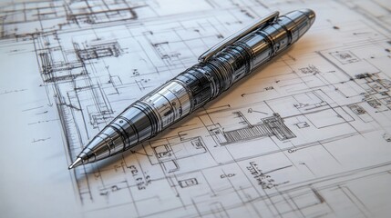 Poster - Detailed technical drawing of a pen, showcasing its design, structure, and mechanical components, with precise measurements and annotations