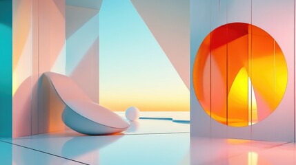 Poster - Futuristic design mockup with clean lines, modern colors, and innovative shapes, symbolizing the evolution of design in technology and aesthetics