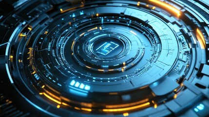 Poster - Intricate, high-tech cryptocurrency vault with advanced security features, glowing digital interfaces, and sleek metallic textures, creating a futuristic financial setting