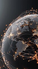 Poster - a global map with animated lines showing currency fluctuations and recession impact