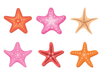 starfish icons set in flat style. sea stars vector illustration on isolated background. sea animal s