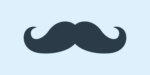 Poster - Gentleman mustache icon in flat style. Whisker hairstyle vector illustration on isolated background. Moustache sign business concept.