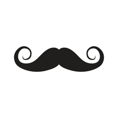 Poster - Gentleman mustache icon in flat style. Whisker hairstyle vector illustration on isolated background. Moustache sign business concept.