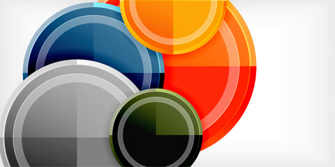 Poster - Abstract background - multicolored circles, trendy minimal geometric design, vector illustration