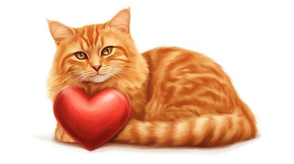  Adorable Ginger Cat with Heart Symbolizing Love and Feline Affection