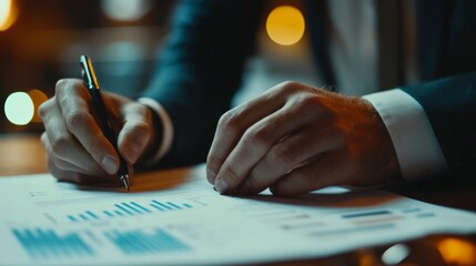 Poster - Business analysis in action financial insights office setting professional report indoor environment close-up view data evaluation