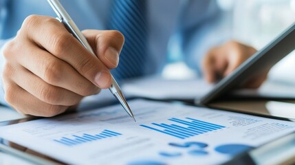 Poster - Data analysis session office business report professional environment close-up view insights into performance trends