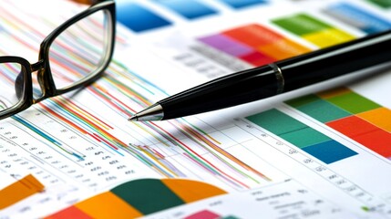 Poster - Analyzing business data trends office environment infographic presentation professional setting high-angle view data visualization techniques