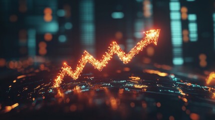 Aufkleber - Dynamic growth visualization digital space data analytics futuristic environment close-up view business insights for seo impact