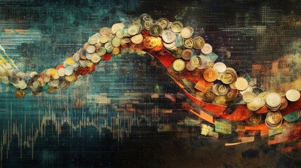 Poster - Dynamic financial growth visualization abstract art digital landscape modern aesthetic conceptual trends in economics