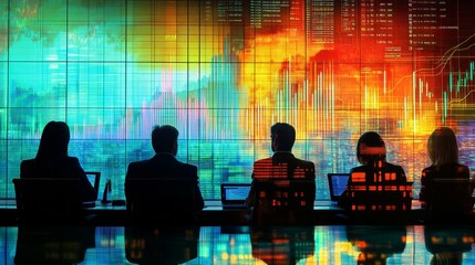Poster - Business meeting analysis modern office digital presentation high-tech environment professional viewpoint data visualization insights