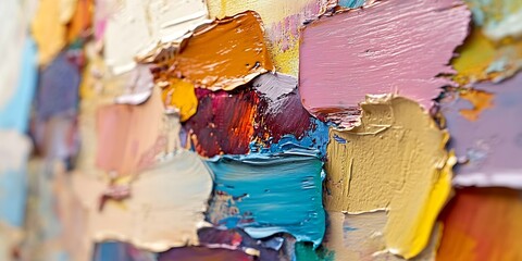 Aufkleber - Textured Abstract Art Palette Knife Paint Strokes with Vibrant Color Details : Generative AI