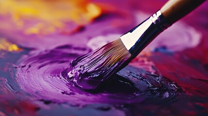 Aufkleber - Vibrant Artistic Creativity with Paintbrush on Canvas Colorful Painting : Generative AI