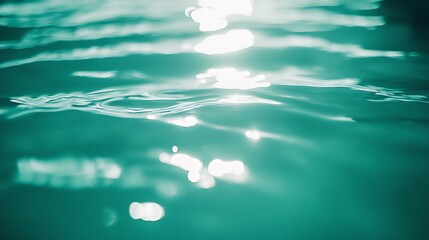 Poster - Sunlit Turquoise Water Ripples Creating Calming Reflective Relaxation Atmosphere : Generative AI