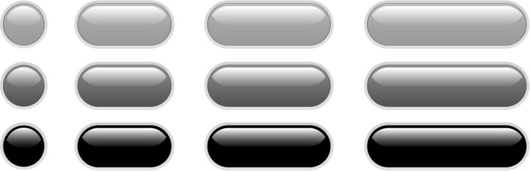 Aufkleber - Buttons white, gray and black isolated, interesting navigation panel for website.