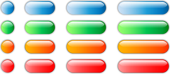 Aufkleber - Buttons blue green and orange isolated, interesting navigation panel for website.