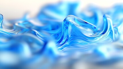 Poster - Creative Artistic Visualization of Moving Blue Liquid Waves with Gloss and Flow : Generative AI