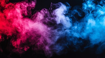 Aufkleber - Dynamic Red and Blue Smoke Blend on Black Background with Artistic Swirls : Generative AI