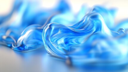 Fototapete - Vibrant Abstract Blue Liquid Sculpture Captured in Motion with Glossy Surface : Generative AI