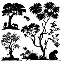 Wall Mural - Evolution Silhouette, Black And White Illustration Isolated On White Background