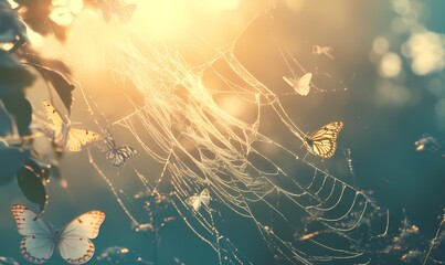Butterflies trapped in the net