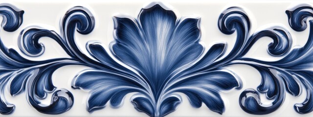 Poster - Ornate blue and white tile design featuring floral motifs and intricate patterns.