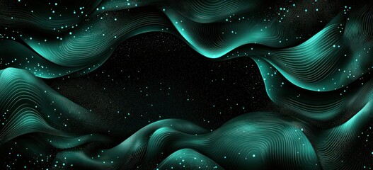 Poster - Abstract waves with a cosmic background, creating a serene and modern visual effect.