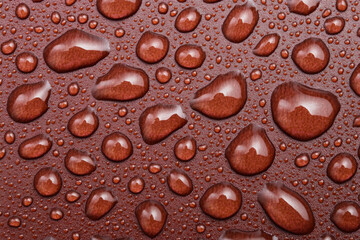 Poster - Water Drops On Red Background