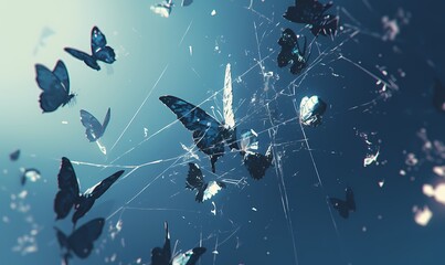 Butterflies trapped in the net