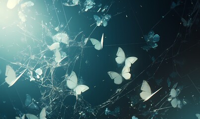 Butterflies trapped in the net