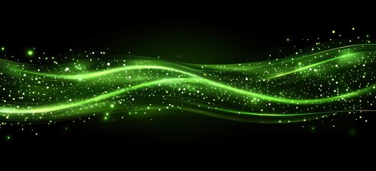 Aufkleber - A vibrant wave of green light and sparkles against a dark background, evoking energy and movement.