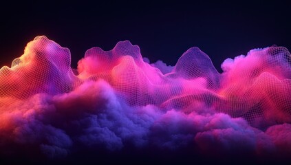 Aufkleber - A vibrant, abstract representation of clouds with a mesh structure in pink and purple hues.